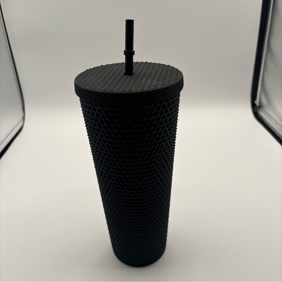 STARBUCKS BLACK MATTE STUDDED TUMBLER WITH STRAW 24 Oz LNC 2019-2021 - Picture 6 of 11